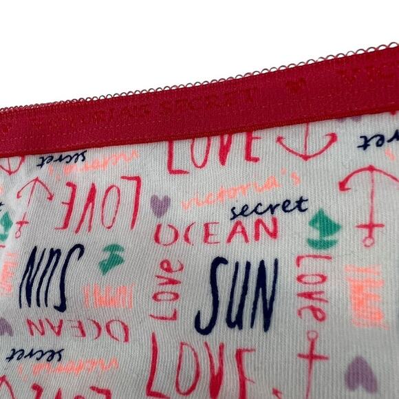 Victoria's Secret Colorful Script Print Cotton Hi Cut Leg Bikini Womens Size Lar - Picture 2 of 6